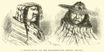 Een schoonmoeder en haar schoondochter, Quichua-indianen door Edouard Riou
